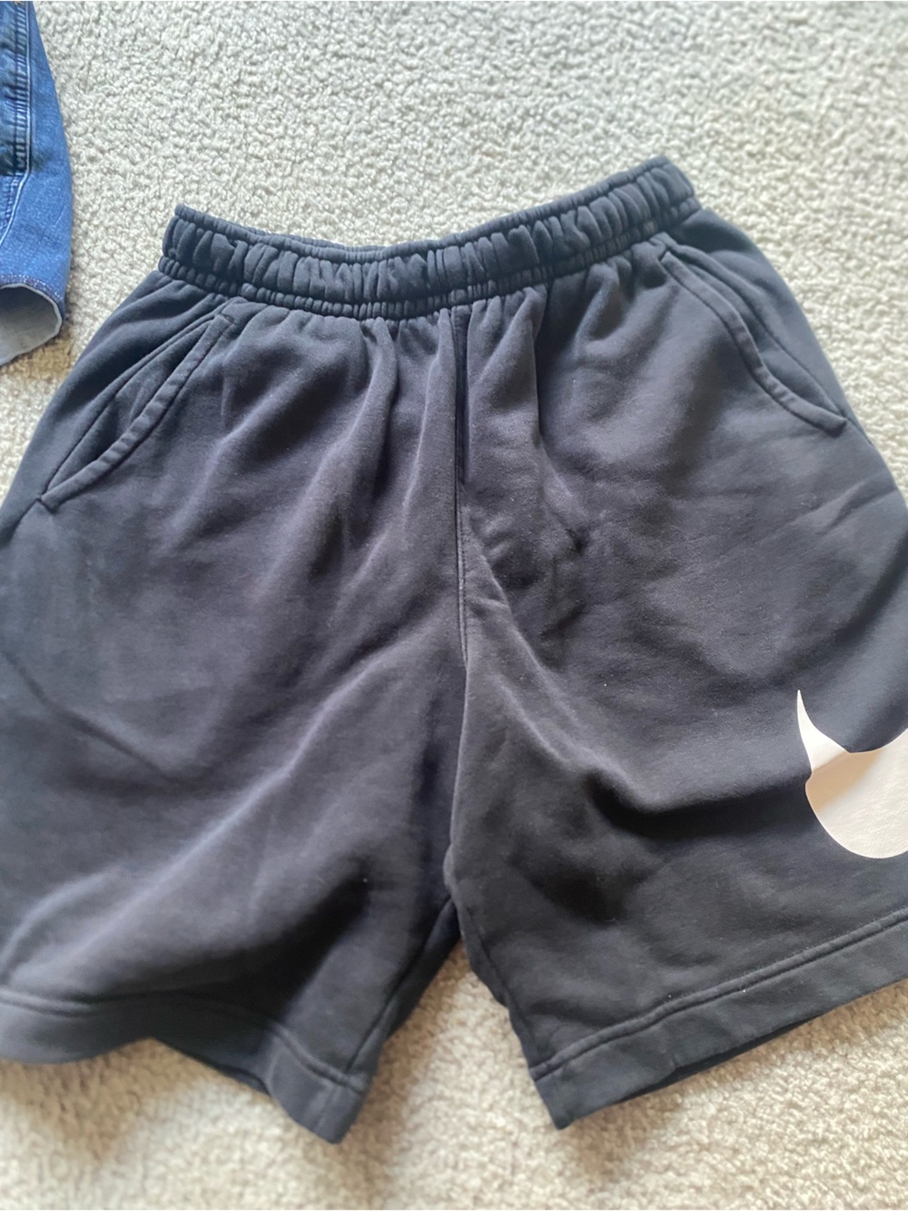 Nike Black Athletic Sweat Shorts with White Nike Logo with Drawstrings